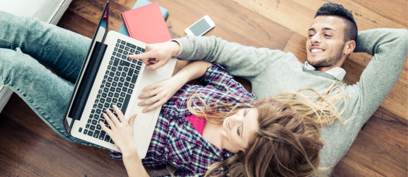 Young couple doing shopping online