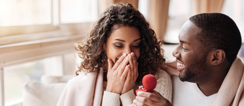 Young man proposing his girlfriend