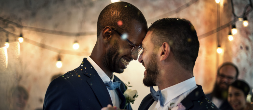 Newly wed gay couple