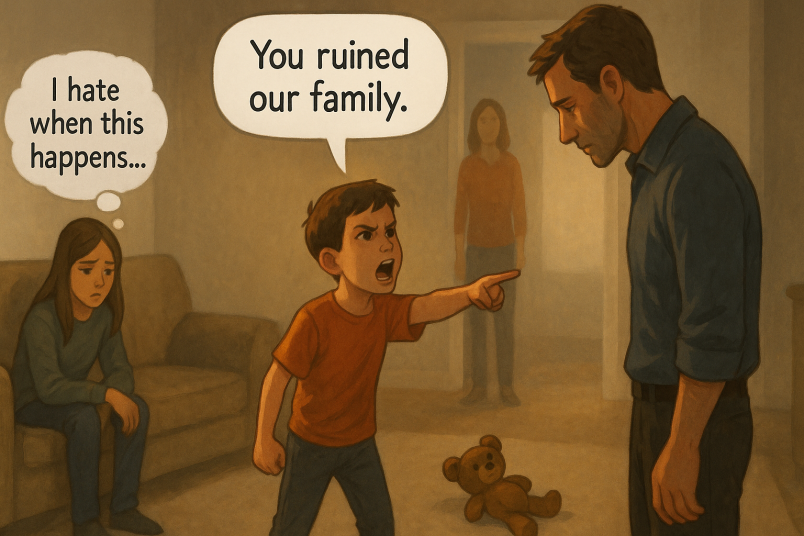 Child blaming father