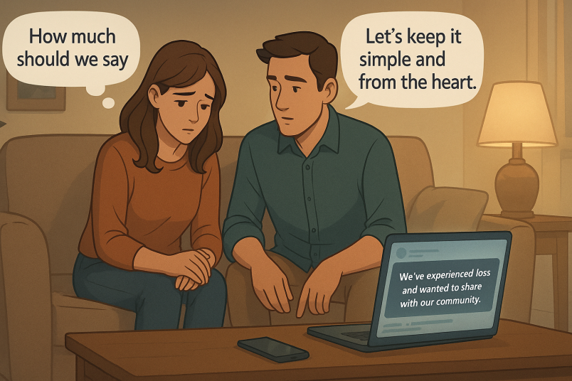 Couple deciding to post on social media