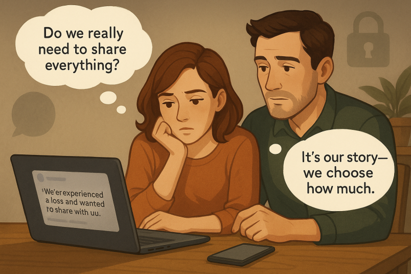 Couple sharing new on social media