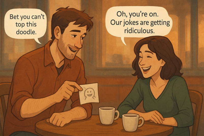 Playful café moment