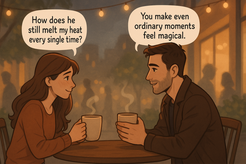 Romantic café moment