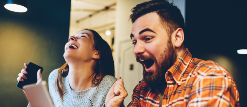 Young excited couple