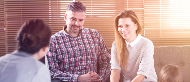Teacher talking to parents