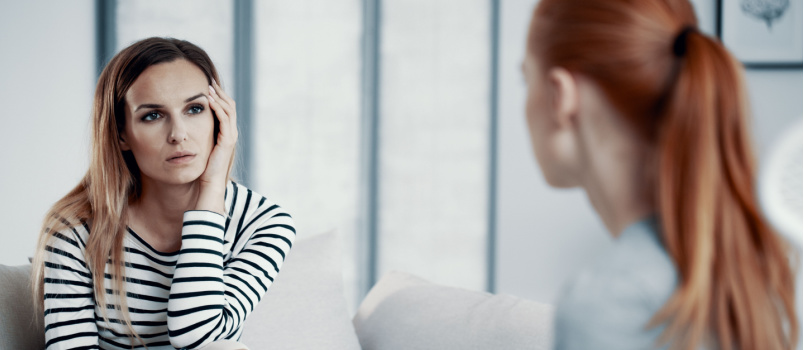 Sad businesswoman consulting