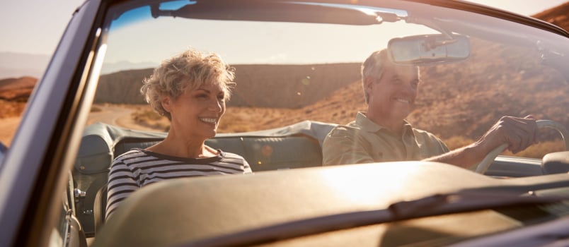 Couple on road trip