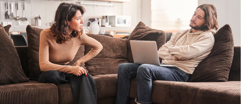 Couple arguing shouting on each other