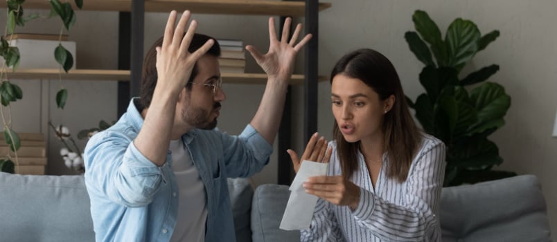 Stressed couple having argument