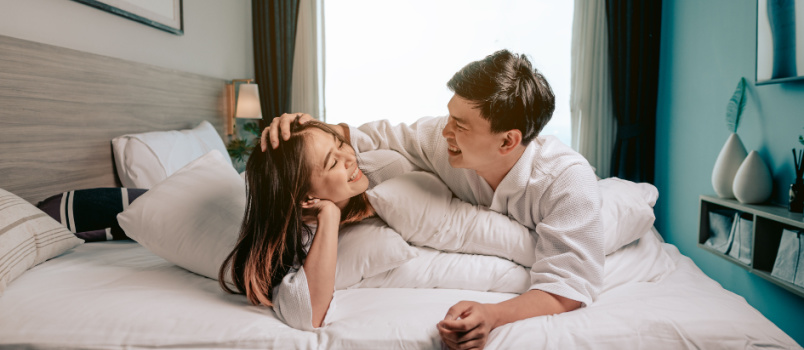 Couple playing relax on bed