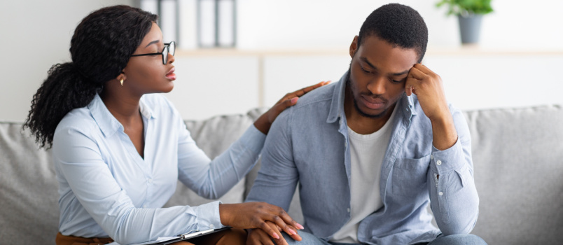 Upset guy suffering from depression