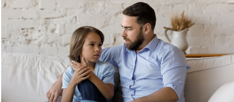 Father and son talking