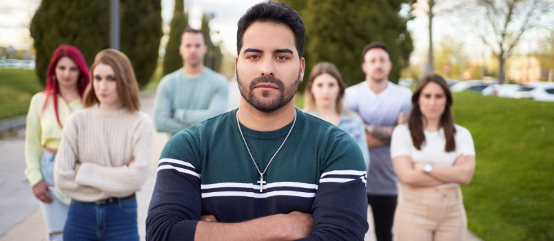 Man looking seriously in camera