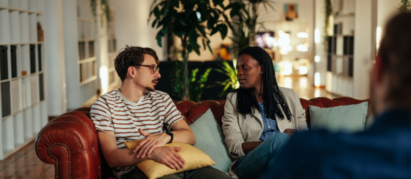 Young couple having psychology session