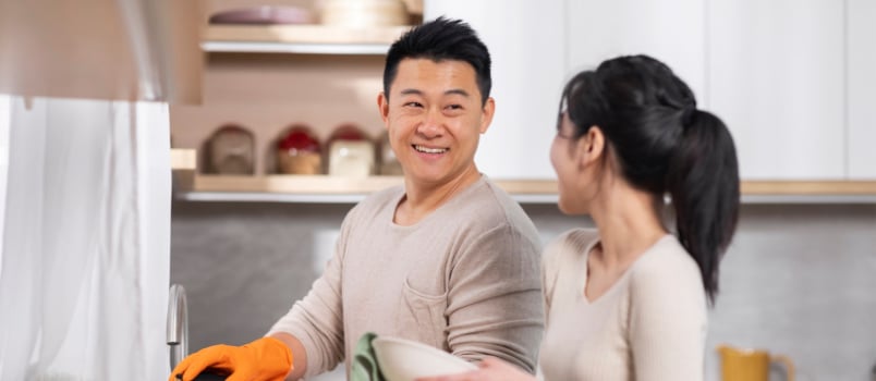 Couple doing Chores together