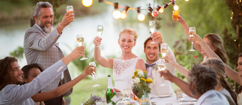 Family toasting together