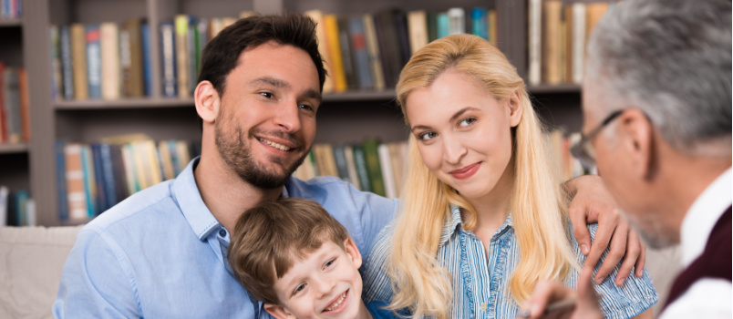 Happy family having therapy session