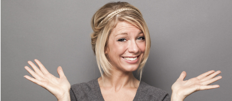 Young happy bold woman