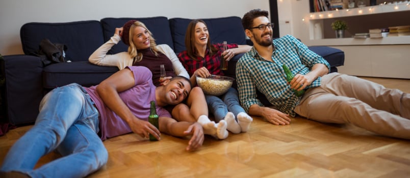 Friends watching movie