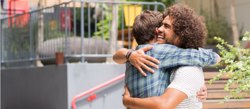 Friends hugging each other