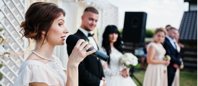 Woman giving speech on wedding