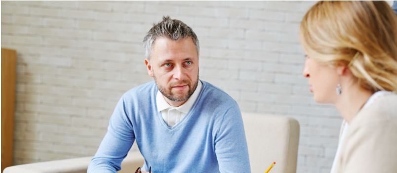 Man having psychology session