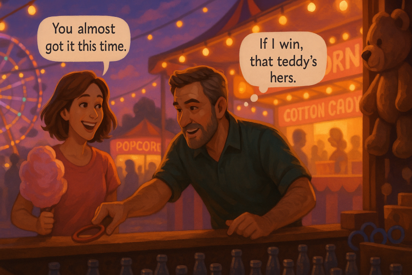 Couple enjoying in amusement park