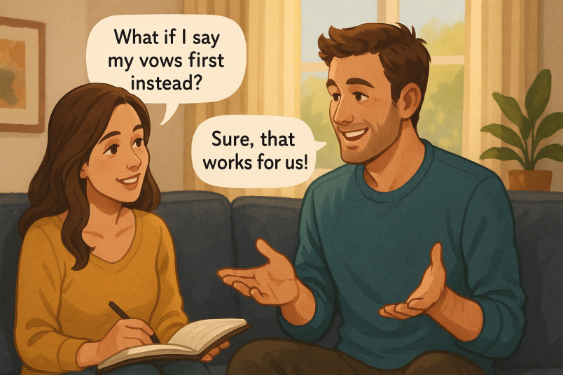 Couple planning wedding