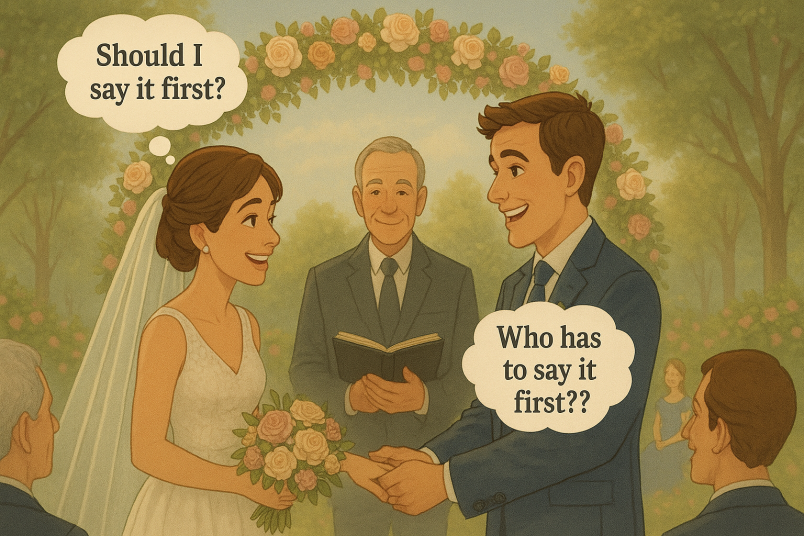 Couple taking vows