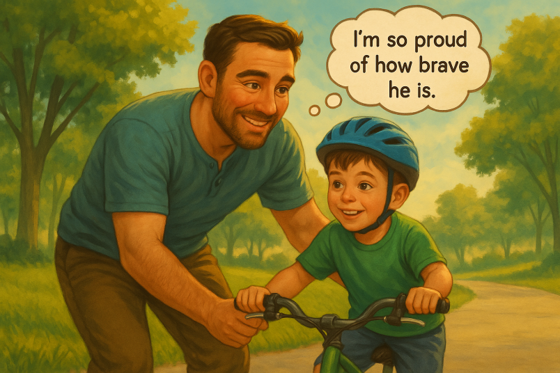 Father and son playing