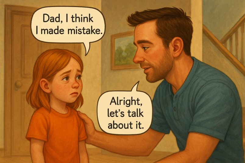 Father and daughter talking