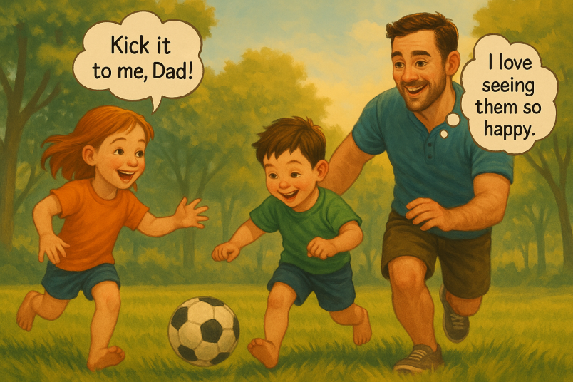 Father playing with their  kids