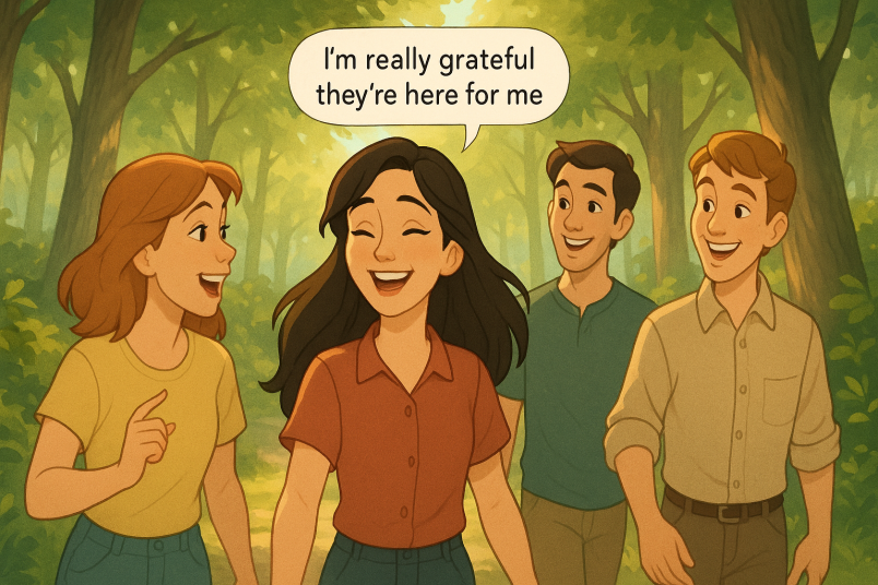 Self care by spending time with friends