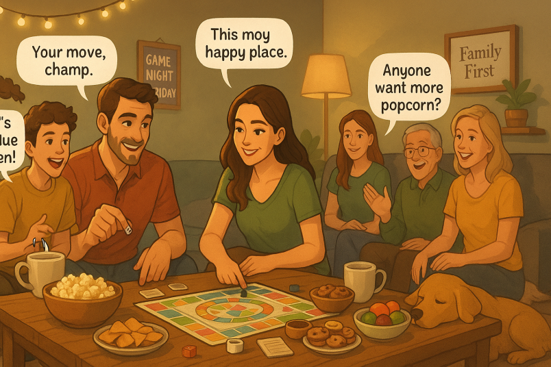 family having game night