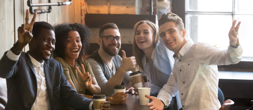Group of friends taking selfie