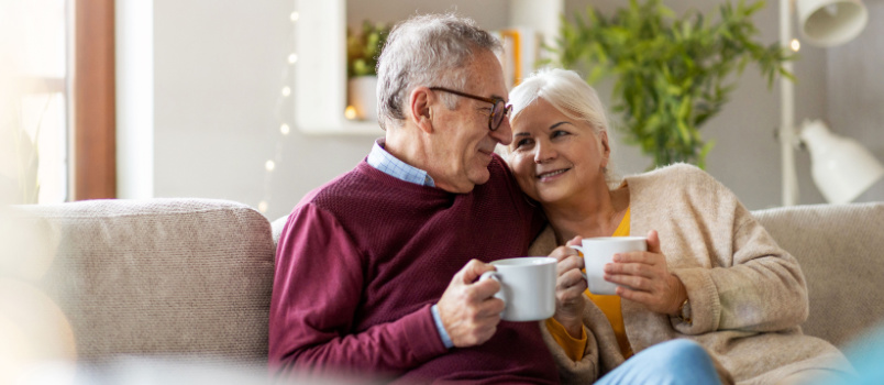 Happy elder couple relaxing together