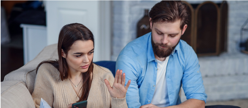 Modern couple having conversation