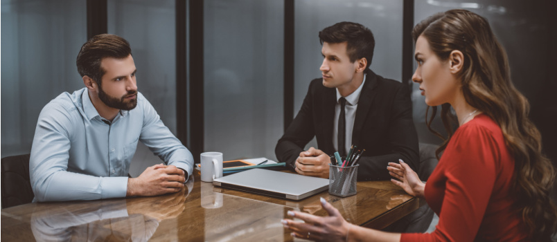 Divorce man and woman looking at each other