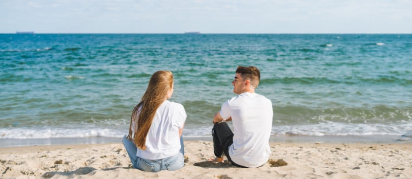 Young couple looking at each other