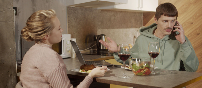 Man interrupted while having dinner
