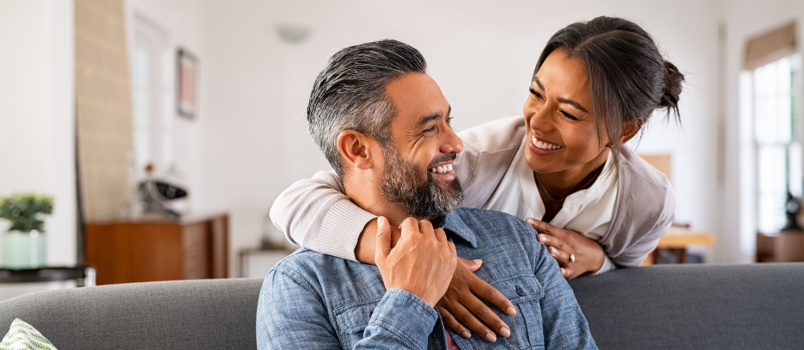 Happy couple hugging each other