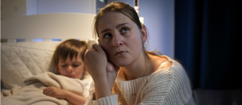 Crying ,mother sitting with daughter