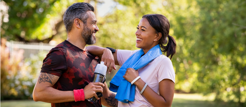 Couple resting after jogging