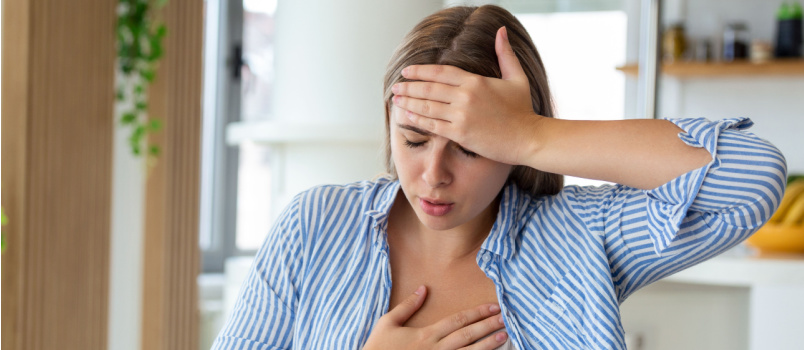 Woman having asthma attack