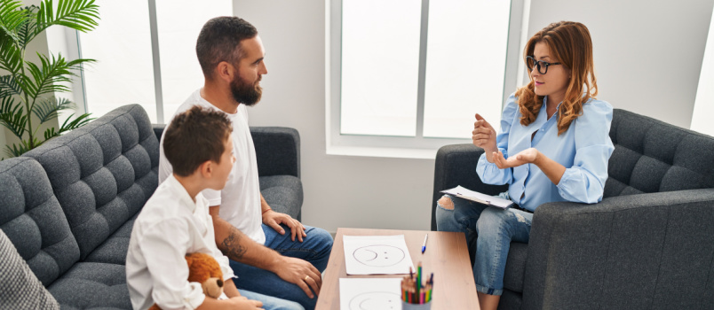 Family having psychology session