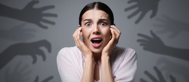 Scared woman screaming