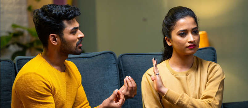 Girl saying no to boyfriend