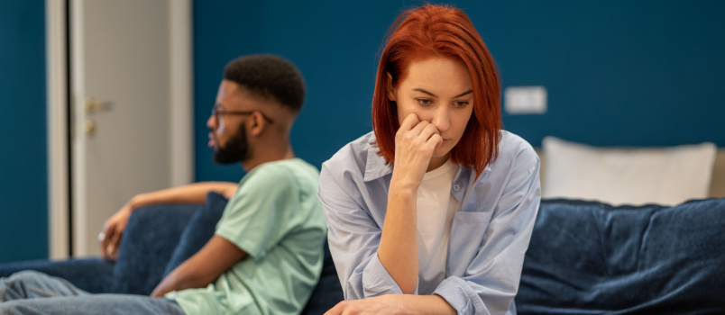 Young couple having communication problems