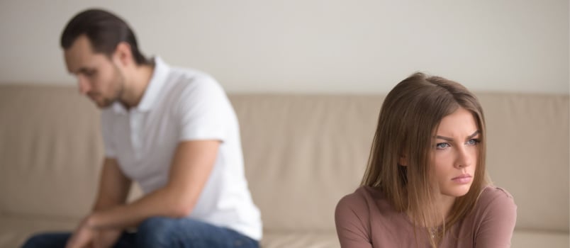 Sad couple not talking to each other